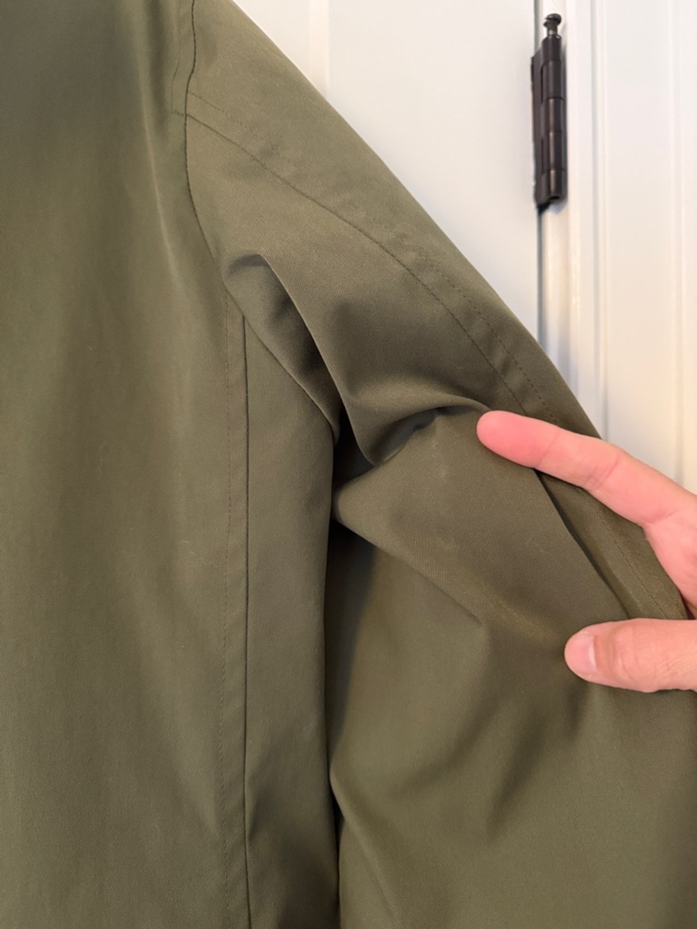 Tag on- Barney’s Olive Green Quilted Hooded Coat - Picture 8 of 16